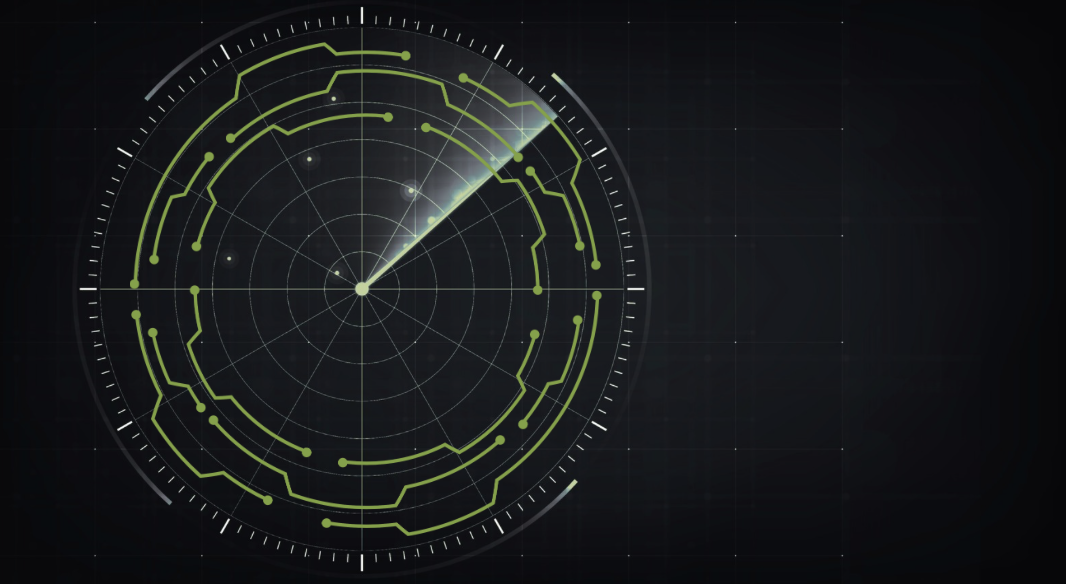 AI Strategy Diagnostic: radar-style HUD visualization